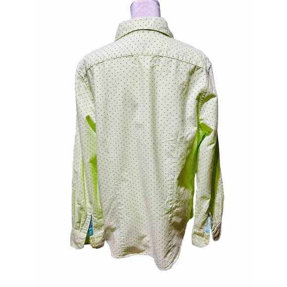 Lands' end button down shirt polka dots lemon green cottage core preppy women 14 - Picture 4 of 6